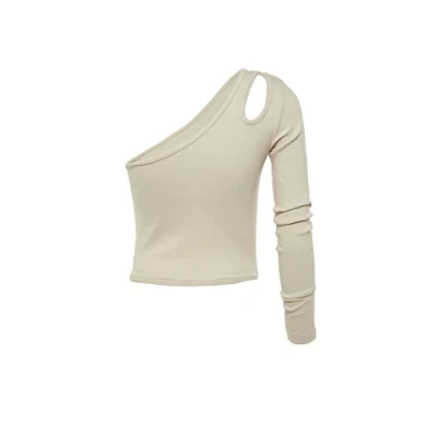 Afbeelding van Trendyol Blauwe Uitgesneden Details, Aansluitende Cropped Geribde Katoenen Stretch Gebreide Blouse Twoaw22Bz0242