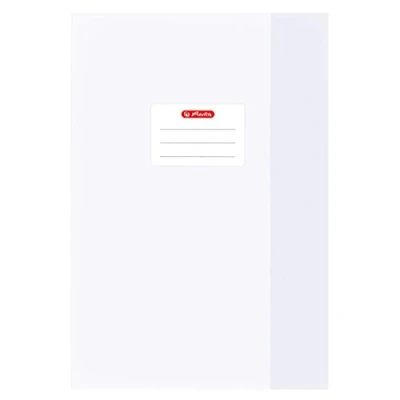 Afbeelding van Herlitz, Notitieboekje + schrijfblok, Dossierbeschermer DIN A4, reliëf (raffia), PP, wit met opgeplakt etiket opschrift (A4)