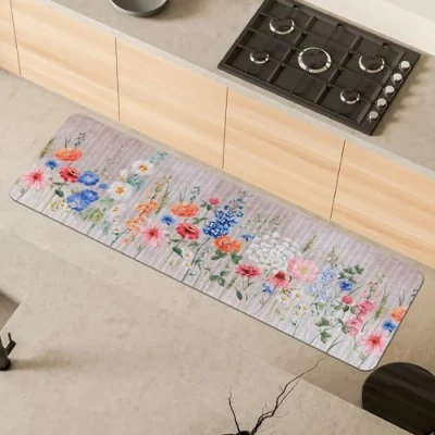 Afbeelding van Comart, Austin Keukentapijt, van polyester, bedrukt, antislip, lentemotief, 50 x 170 cm