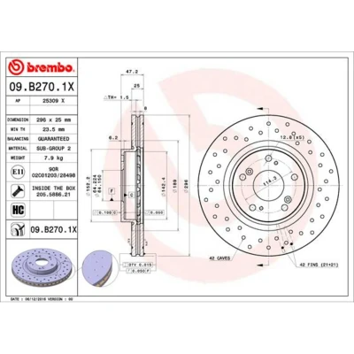 Afbeelding van Brembo Remschijf 09.B270.1X
