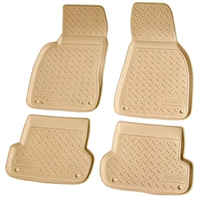 Afbeelding van Recambo 3D rubberen vloermatten compatibel met Audi A4 B6, B7, 8E 2000 2008, Limo, Avant automatten precies passend rand beige