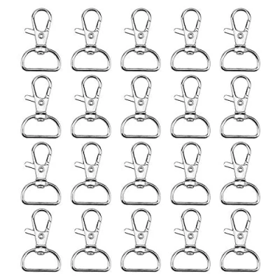 Afbeelding van 20 Stuks Draaibare Sleutelhangers Sluitingen Kreeft Trigger Snap Haken Met D Ring Voor Ambachten Tas Maken Sieraden Lanyard Huisdier Leibanden Touwen