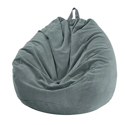 Afbeelding van Chickwin Peer Zitzak, Corduroy Peren Fauteuil zonder Vulling voor Buiten en Binnen Ontspanning, Loungestoel, Slaapkamer Kussen (Antraciet, 100x120cm)