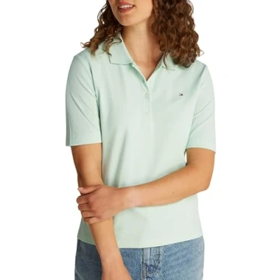 Afbeelding van TOMMY HILFIGER Dames 1985 REG PIQUE POLO SS WW0WW43224, Groen, XXS, Groen (Opaal Groen), XXS