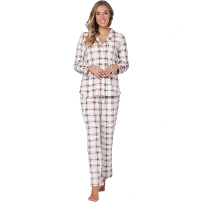 Afbeelding van Pastunette Pink Checks Pyjama Flanel/Fleece Doorknoop Roze Maat 44