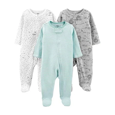 Afbeelding van Simple Joys van Carter&#039;s Unisex Baby 3 Pack Neutraal slapen en spelen ,Mint/Stripes/Heather Grijs/Prints ,6 9 Months