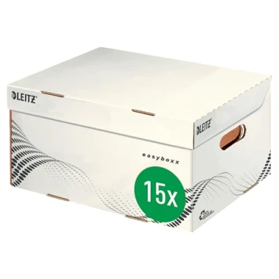 Afbeelding van Archiefopbergdozen easyboxx gerecycled karton verschillende formaten wit 10 stuks