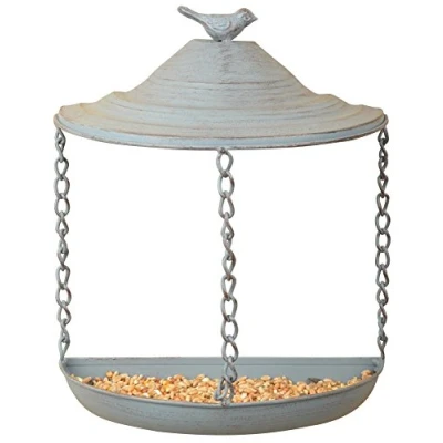 Afbeelding van Esschert Design Grey Metal Muurvoederhuis