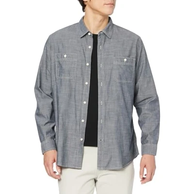 Afbeelding van Amazon Essentials Heren Regular fit Chambray shirt met lange mouwen,Grijs,XS