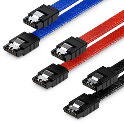 Afbeelding van deleyCON 3x 50cm SATA 3 Kabelset Datakabel 6 Gbit/s Aansluitkabel Verbindingskabel Moederbord HDD SSD Harde Schijf 2 S ATA Stekker Recht Zwart Blauw Rood