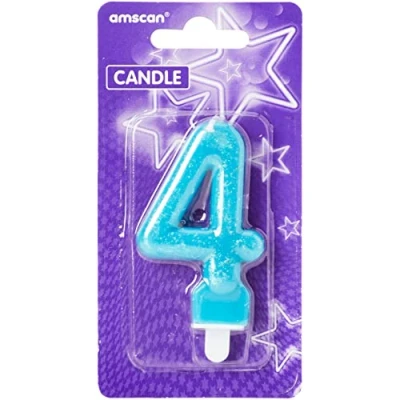 Afbeelding van Amscan 9900765 cijferkaars 4, hoogte 7,6 cm, taartkaars, verjaardag, decoratie