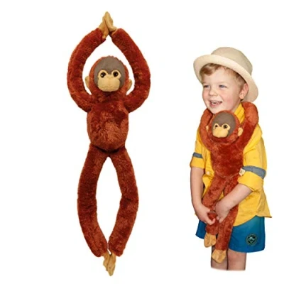 Afbeelding van EcoBuddiez Tree Huggers Orang oetan van Deluxebase. Hangende knuffel 72 cm gemaakt gerecyclede plastic flessen. Milieuvriendelijke zachte en aaibare perfect cadeau voor kinderen.