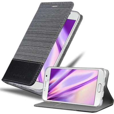 Afbeelding van Cadorabo Hoesje geschikt voor Samsung Galaxy S6 EDGE PLUS in GRIJS ZWART Beschermhoes met magnetische sluiting, standfunctie en kaartvakje Book Case Cover Etui