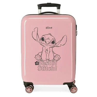 Afbeelding van Disney Best of Stitch cabinekoffer, Roze, 38 x 55 20 cm, stijf, ABS, zijcombinatiesluiting, 34 l, 2 kg, 4 dubbele wielen, handbagage, Eén maat, cabine koffer