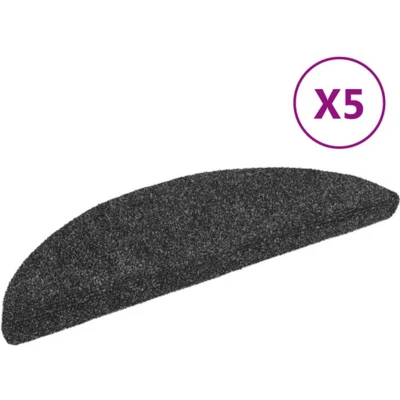 Afbeelding van vidaXL Trapmatten zelfklevend 5 st 56x17x3 cm naaldvilt donkergrijs