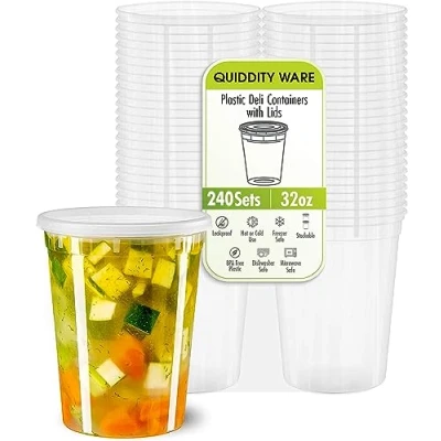 Afbeelding van Deli containers met lekvrije deksels 40 sets [12sets 8 oz, 16sets 16 12sets 32 oz] BPA vrije plastic magnetronbestendige doorzichtige voedselopslagcontainer Premium Heavy Duty, vriezer &amp;