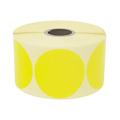 Afbeelding van Prolac Markeringspunten 1000 stuks kleurrijke kleefpunten op rol, 25 x mm geel, zelfklevende stippen, ronde stickers, perfect voor etikettering kantoor, stickers rond