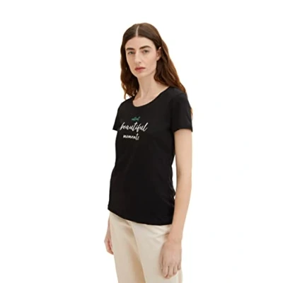 Afbeelding van TOM TAILOR Dames T shirt 1036193, 14482 Deep Black, S