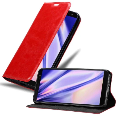 Afbeelding van Cadorabo Hoesje geschikt voor Samsung Galaxy J6 2018 in APPEL ROOD Beschermhoes met magnetische sluiting, standfunctie en kaartvakje Book Case Cover Etui