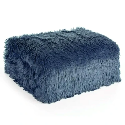 Afbeelding van Woondeken Tifany/1, imitatiebont, wollige kniedeken, pluizige knuffeldeken, sprei, warme tv deken, bankdeken, bontlook, kussenslopen (blauw, 200 x 220 cm)