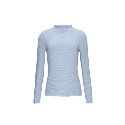 Afbeelding van comma casual identity Strukturiertes Longsleeve, Dames, Maat: 34, Himmelblau