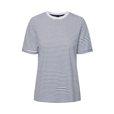 Afbeelding van Pieces Pcria SS FOLD UP TEE NOOS BC Tshirt print, Dames, Maat: XS, Bright white/maritime blue