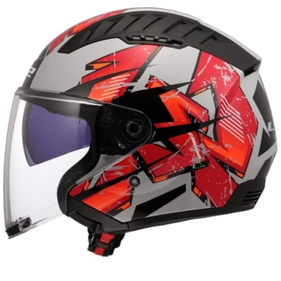 Afbeelding van LS2 OF600 Copter II Kanji Jet Helm, grijs zilver, afmeting XL voor man