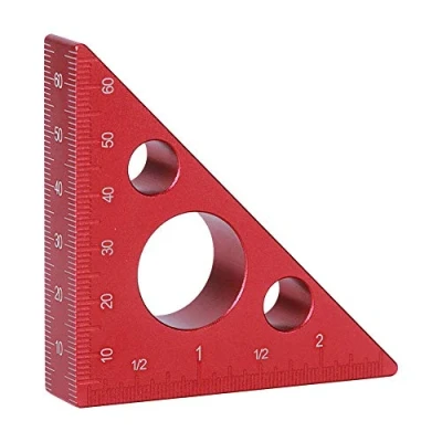 Afbeelding van 2in/6cm Aluminium Vierkante Liniaal, Rechte hoek driehoek hoogte liniaal aluminiumlegering houtbewerking meetinstrument