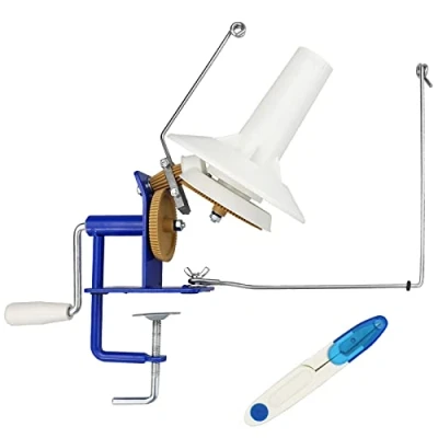 Afbeelding van LAMXD Needlecraft Grote Jumbo Metalen Garen/Wol/String/Fiber Ball Winder Hand bediend, 10 oz, met Thread Cutter Schaar