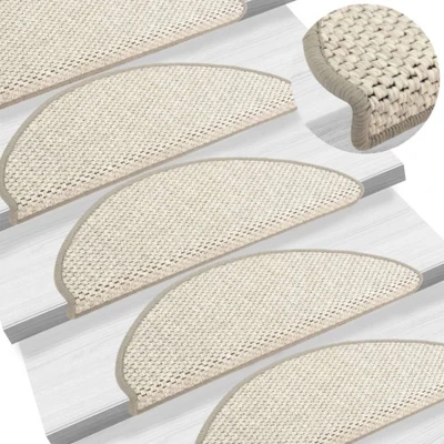 Afbeelding van Trapmatten zelfklevend 15 st sisal look 65x21x4 cm beige