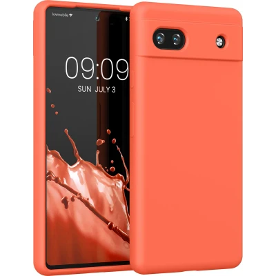 Afbeelding van kwmobile telefoonhoesje geschikt voor Google Pixel 6a Hoesje met siliconen coating Smartphone case in levendig koraal