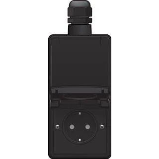 Afbeelding van Niko New Hydro wandcontactdoos dubbel verticaal RA kv zwart 761 37842