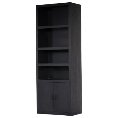 Afbeelding van Giga Meubel Wandkast Zwart Mangohout 80x220cm Kast Xander
