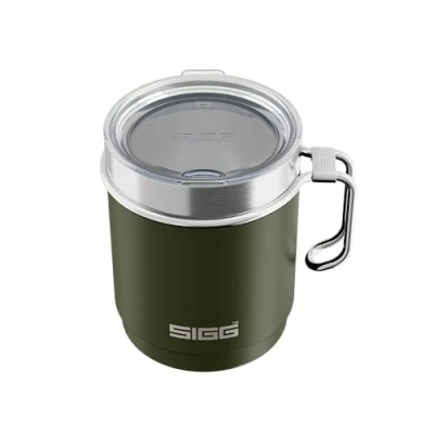 Afbeelding van SIGG Camp thermosbeker Travel Mok Roasted Green Met Tritan deksel Vaatwasmachinebestendig handvat BPA vrij Dubbelwandig Wit 0,36 l