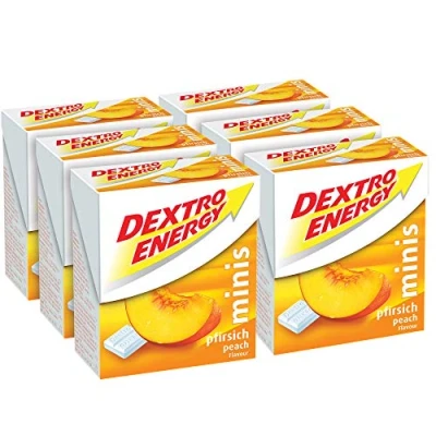 Afbeelding van Dextro Energy druivensuiker perzik 6 verpakkingen (6 x 50 g) mini kubus in voorraadverpakking