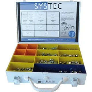 Afbeelding van SYSTEC assortimentskoffer diversen moeren verzinkt M6 / M8 M10 M12 DIN 934/985/315AM/1587 (950 delig)