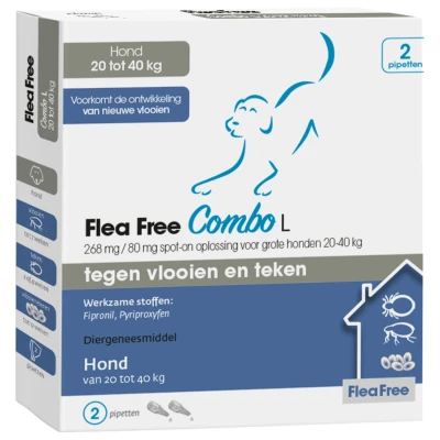 Afbeelding van Flea Free Spot On Combo Hond Large Anti vlooien en tekenmiddel 2 pip 20 40kg