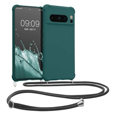 Afbeelding van kwmobile telefoonhoesjegeschikt voor Google Pixel 8 Pro Hoesje van siliconen met telefoonkoord In petrol