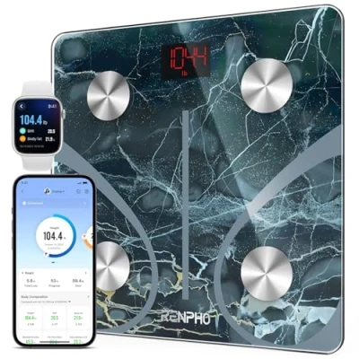 Afbeelding van RENPHO Lichaamsvetweegschaal Digitale personenweegschaal Bluetooth weegschaal met app Slimme voor lichaamsvet, BMI, spiermassa, eiwit, BMR, marmer, Elis 1