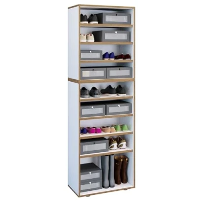Afbeelding van VCM Holz Schuhregal Maße ca. H. 183 x B. 60 T. 33 cm Schuhkommode mit 9 Fächer Schuhschrank Salia 9fach