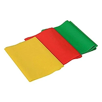 Afbeelding van CanDo Trainingsband latexvrij/weerstandsband/gymnastiekband 3 pack geel/rood/groen (zeer licht/licht/medium) elk 1,5 m lengte