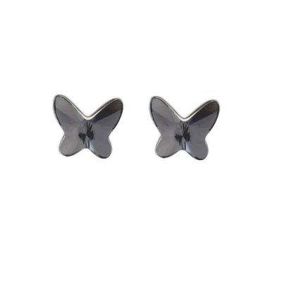Afbeelding van Behave Oorbellen dames zilver kleurig oorhangers oorstekers vlinder vorm