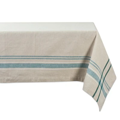 Afbeelding van DII Franse Stripe Tafelblad Collectie Boerderij Stijl Eettafel Linnen Tafelkleed, 60x84, Taupe/Teal