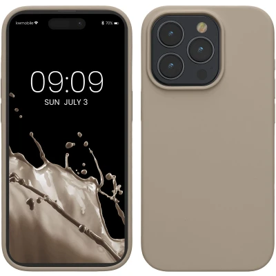 Afbeelding van kwmobile Case voor iPhone 15 Pro Max Slank TPU Hoesje met Zachte Afwerking In taupe
