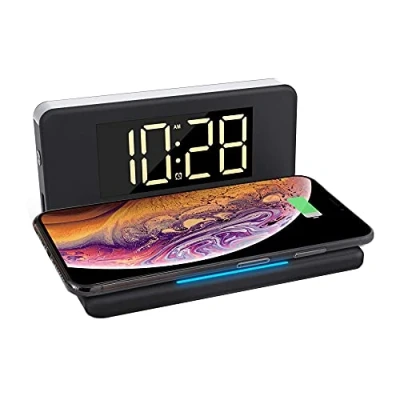 Afbeelding van TerraTec ChargeAir Clock, digitale wekker, nachtlampje met draadloze oplader, draadloos 10 W QI, compatibel 12/11/11 Pro/11 Pro Max/XS MAX/XR/XS/X/8/8+, Galaxy Note 10/S10e/S10/S9, AirPods