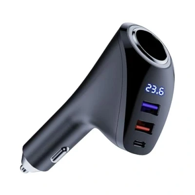 Afbeelding van Autolader, USB C, sigarettenaansteker, splitter adapter, 150 W, auto aansteker oplader, type C dual USB, autolader met spanningsweergave