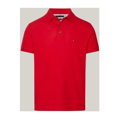 Afbeelding van Tommy Hilfiger heren 1985 slim fit polo met logoborduring in de kleur Rood, maat: S