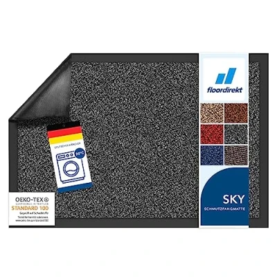 Afbeelding van Floordirekt Schoonloopmat ‘Rhine’ wasbare en effectieve vloermat/vuilvangmat/deurmat met antislip achterkant Polyamide 60 x 90 cm antraciet (gemêleerd)