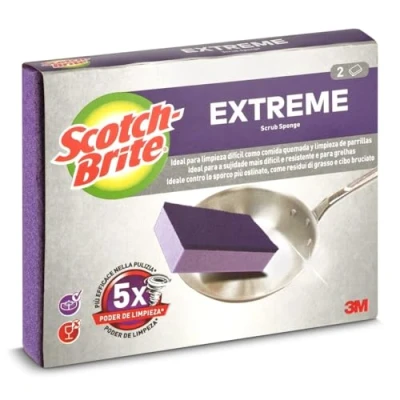 Afbeelding van Vezel Scotch Brite met spons, paars (extreem), 2 stuks (verpakking kan variëren)