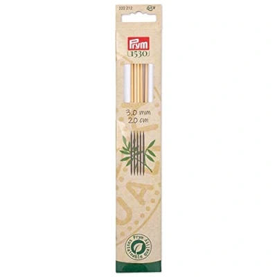 Afbeelding van Prym 1530 Bamboe (20cm, 3.00mm) Dubbele Puntig Naald 2 Naalden